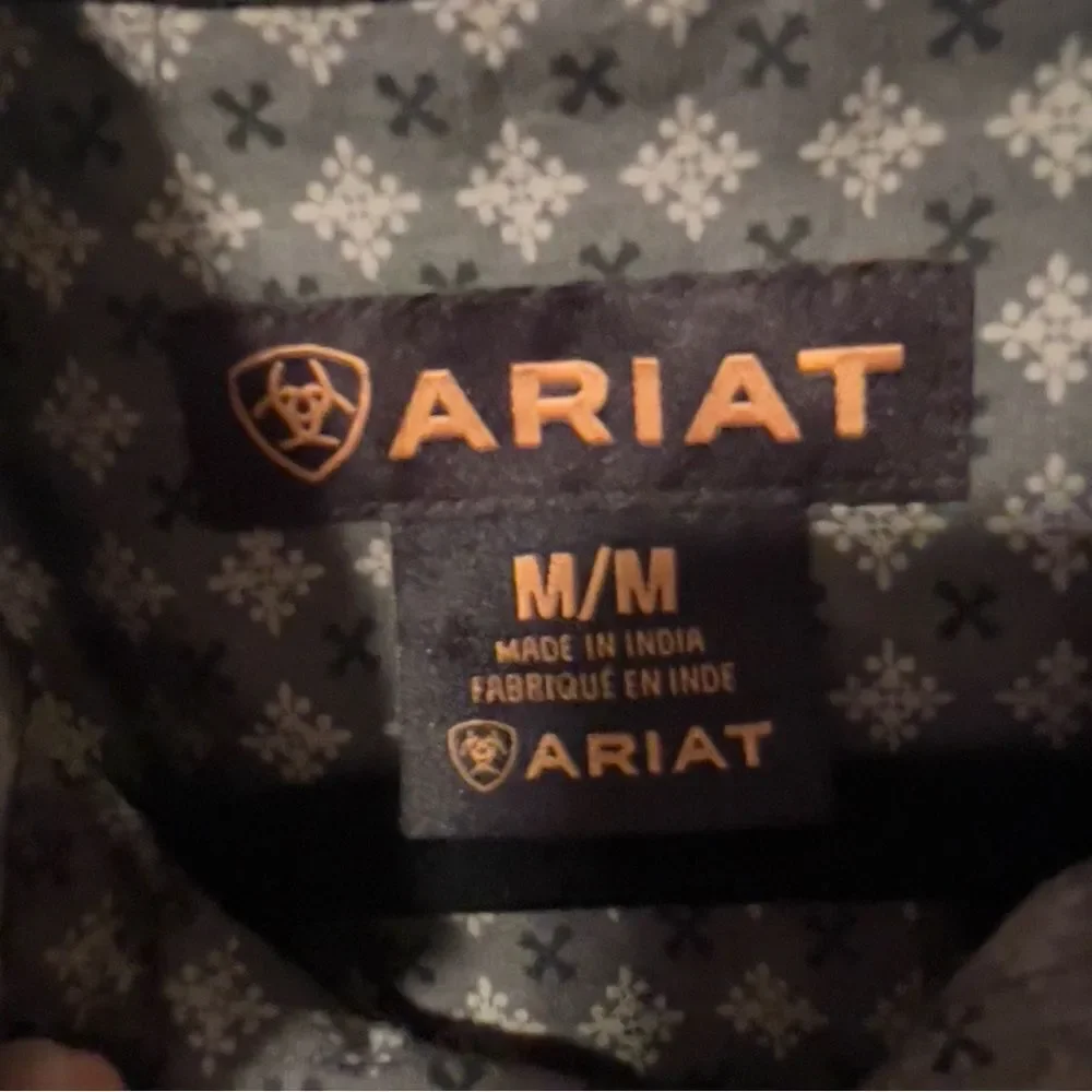 Ariat Mens Long Sleeve Cotton Taupe Button Down Western Shirt Size Medium‎